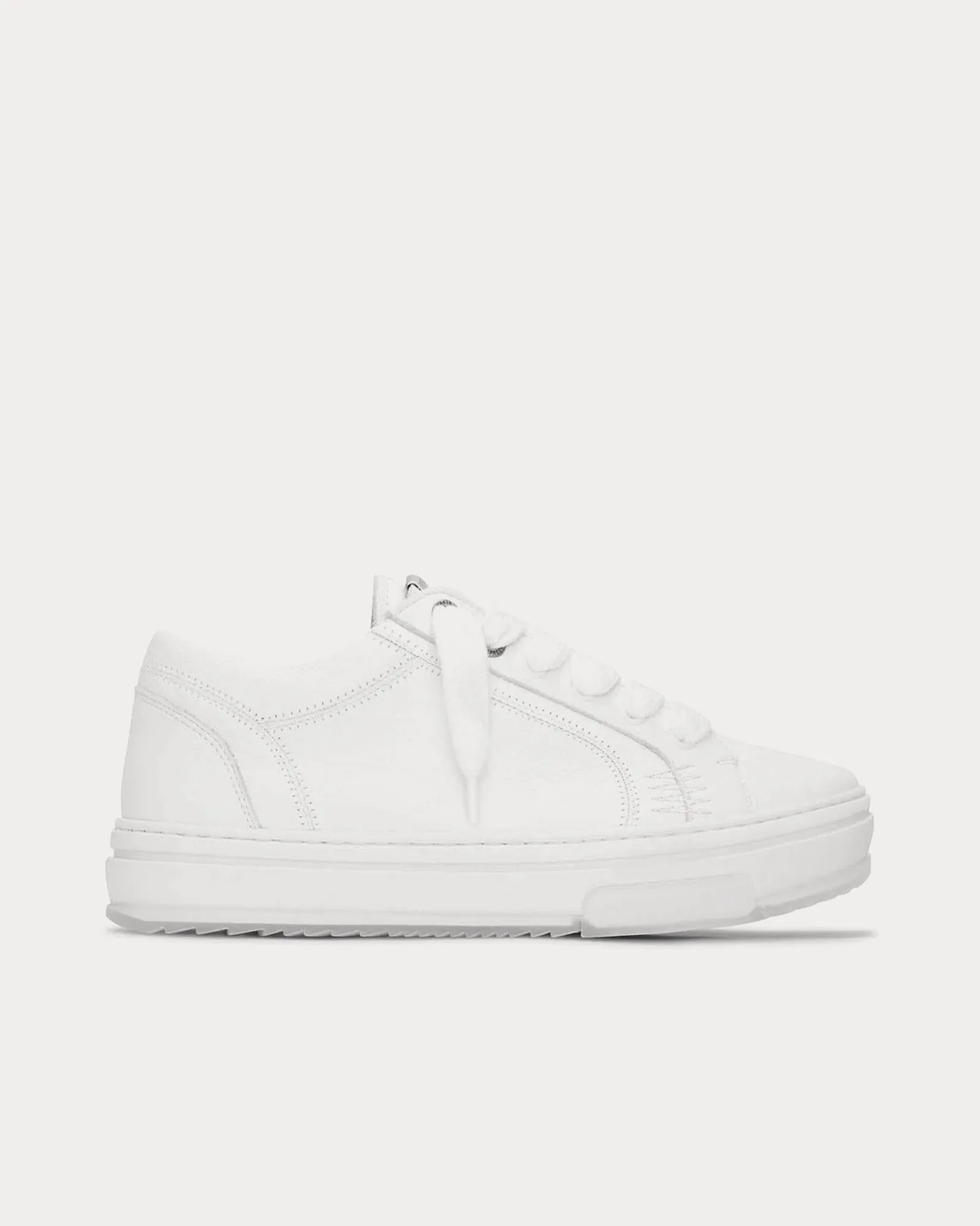 HTN Low Tumbled Leather Flat White Low Top Sneakers