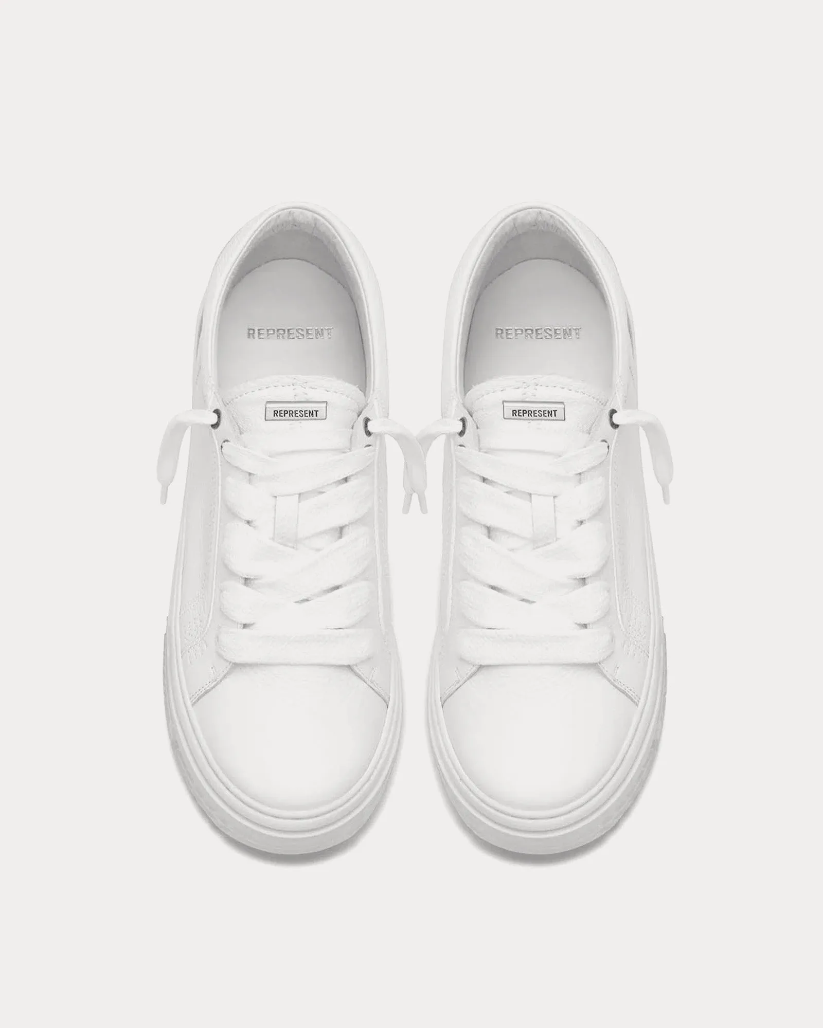 HTN Low Tumbled Leather Flat White Low Top Sneakers