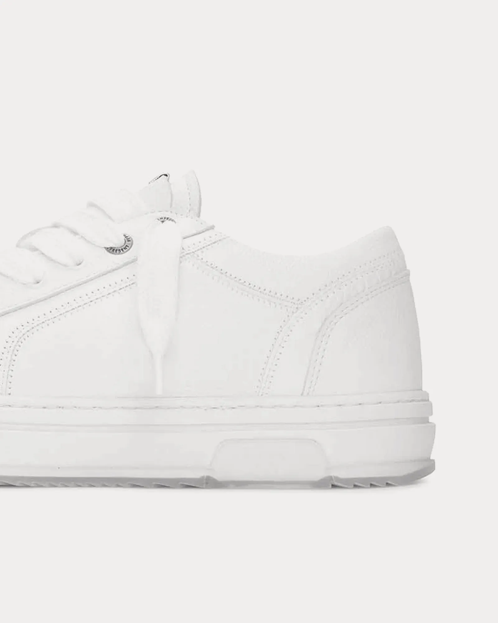 HTN Low Tumbled Leather Flat White Low Top Sneakers