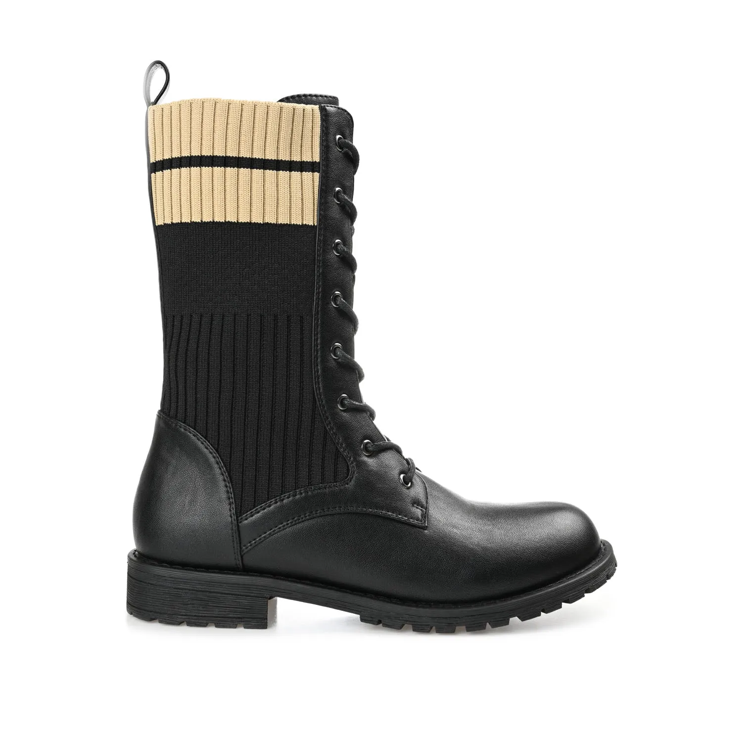 MELEI LACE UP BOOTS IN FAUX LEATHER