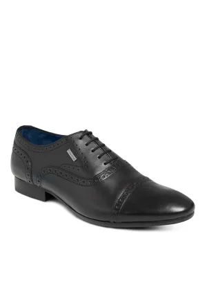 Men Black Perforation Oxford Formal Shoes