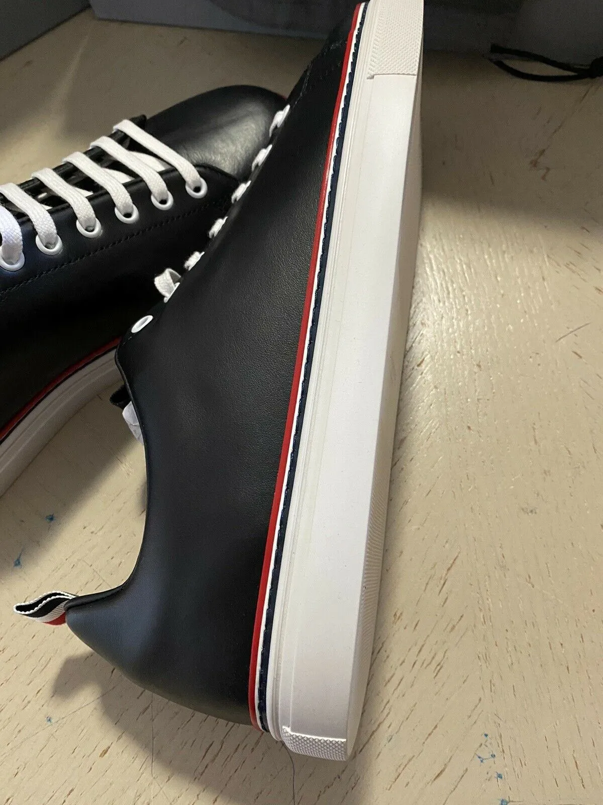NIB Thom Browne Men’s Leather Sneakers Shoes Black 12 US/45 Eu Italy