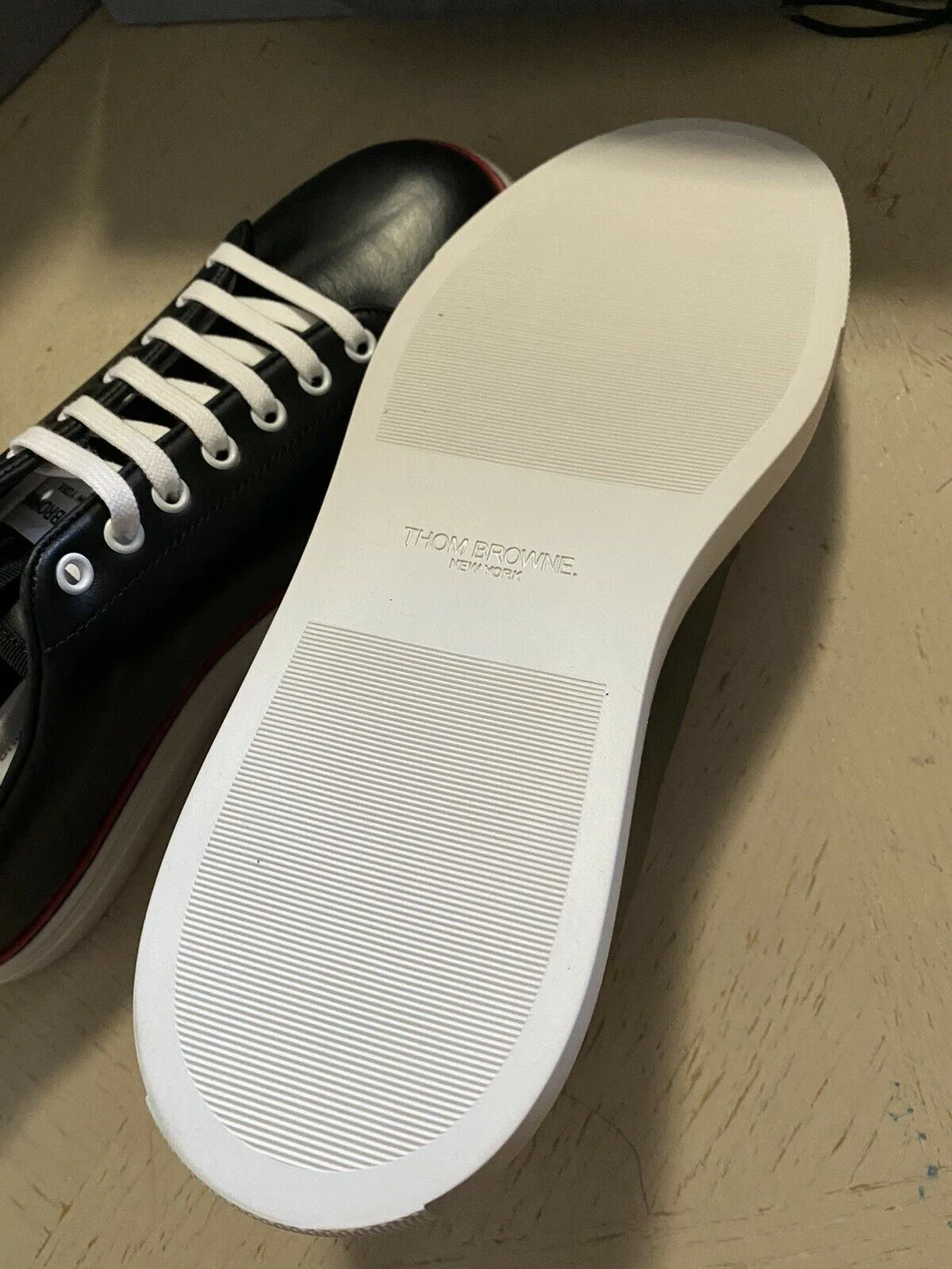 NIB Thom Browne Men’s Leather Sneakers Shoes Black 12 US/45 Eu Italy