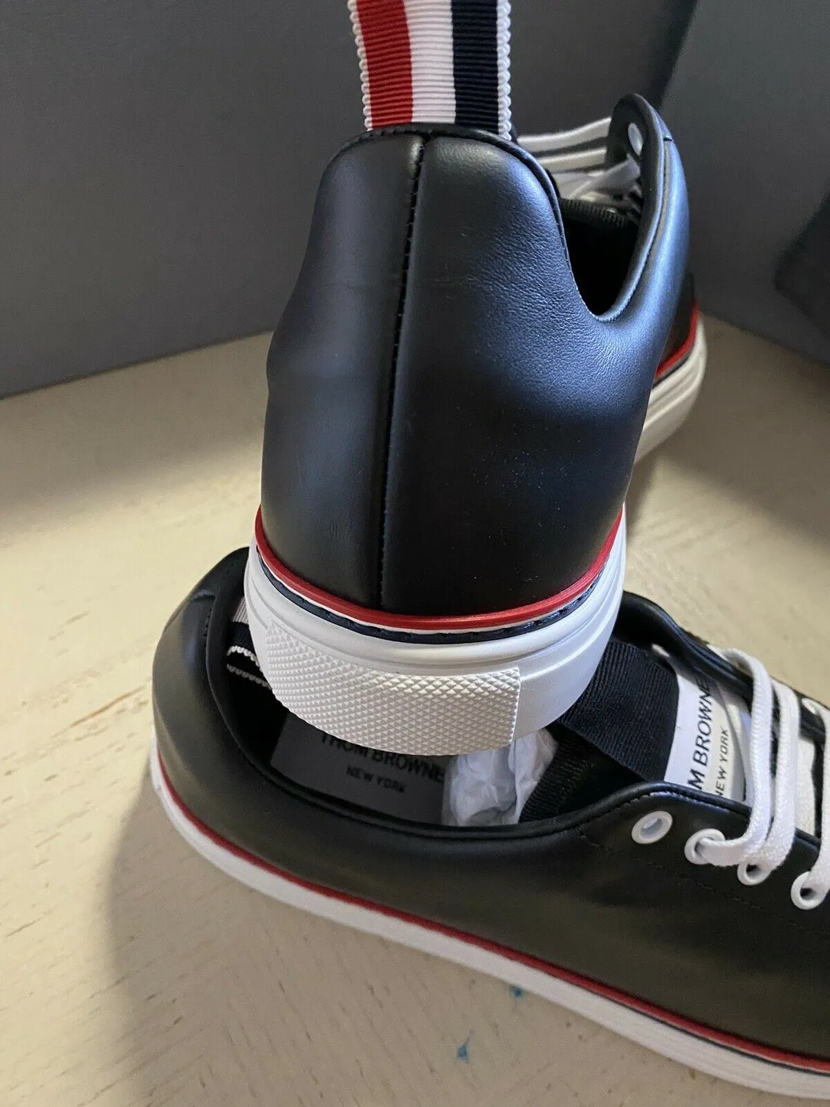 NIB Thom Browne Men’s Leather Sneakers Shoes Black 12 US/45 Eu Italy