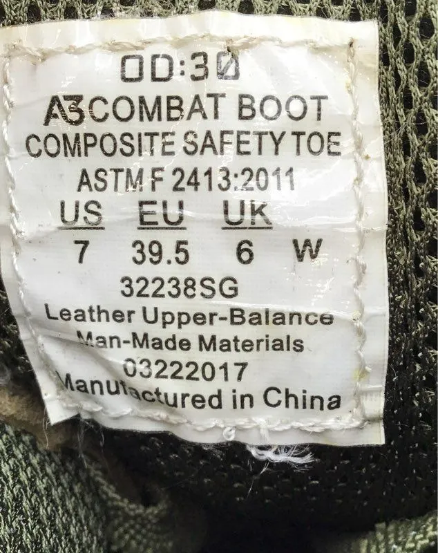 OD:30 Men's Tan A3 Combat Boots - Size 7