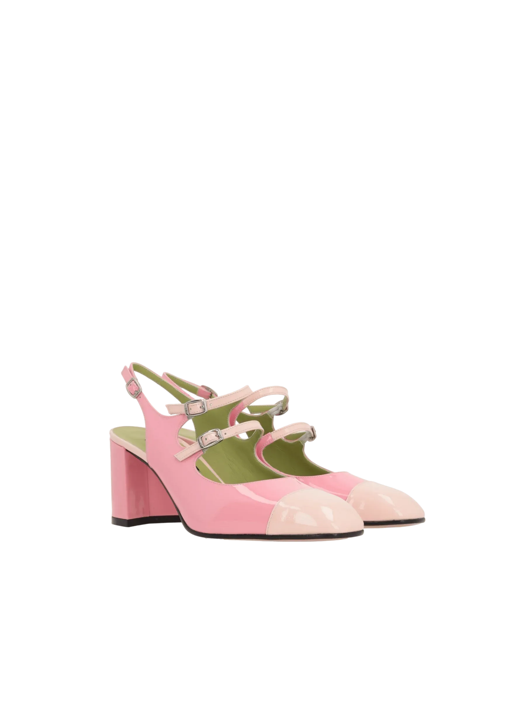 Papaya Bicolor Patent Leather Slingbacks