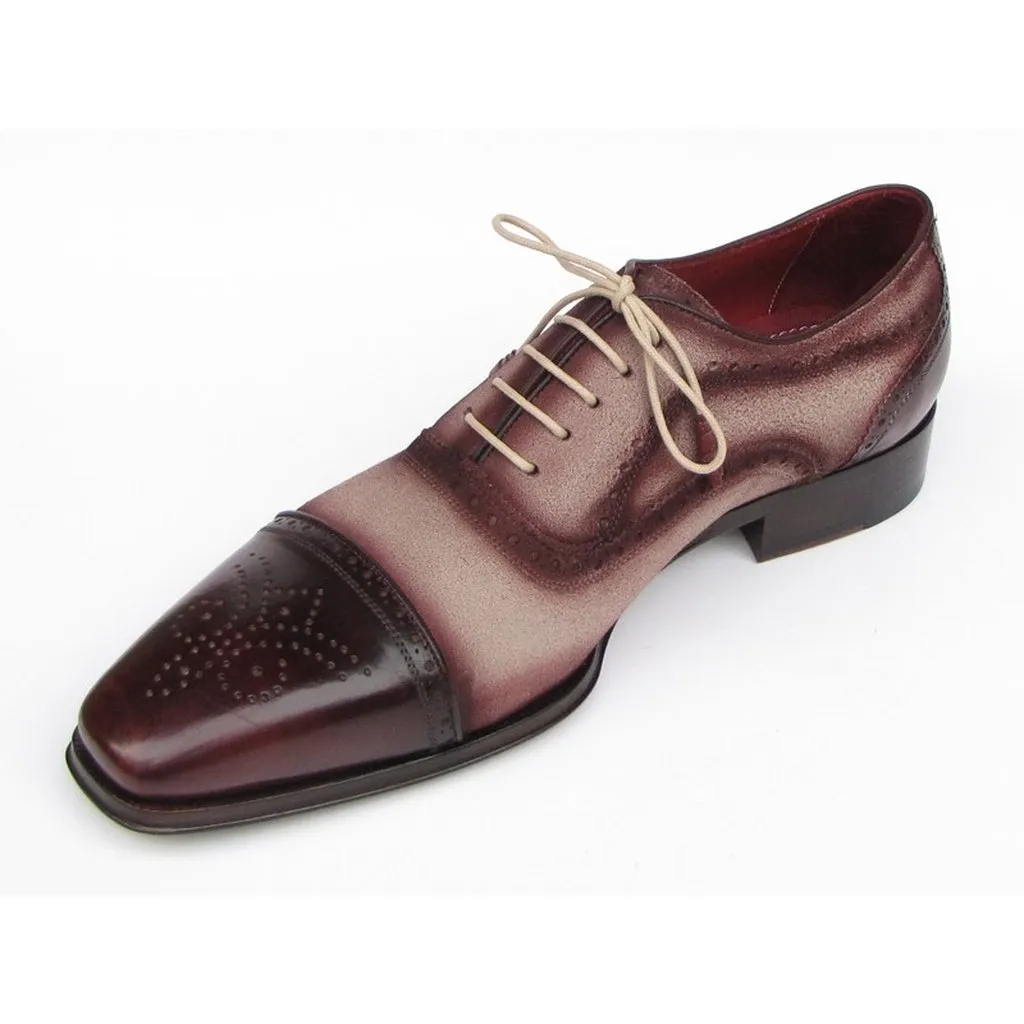 Paul Parkman Men's Captoe Oxfords - Bordeaux / Beige  Suede Upper and Leather Sole (ID#024-BRR)