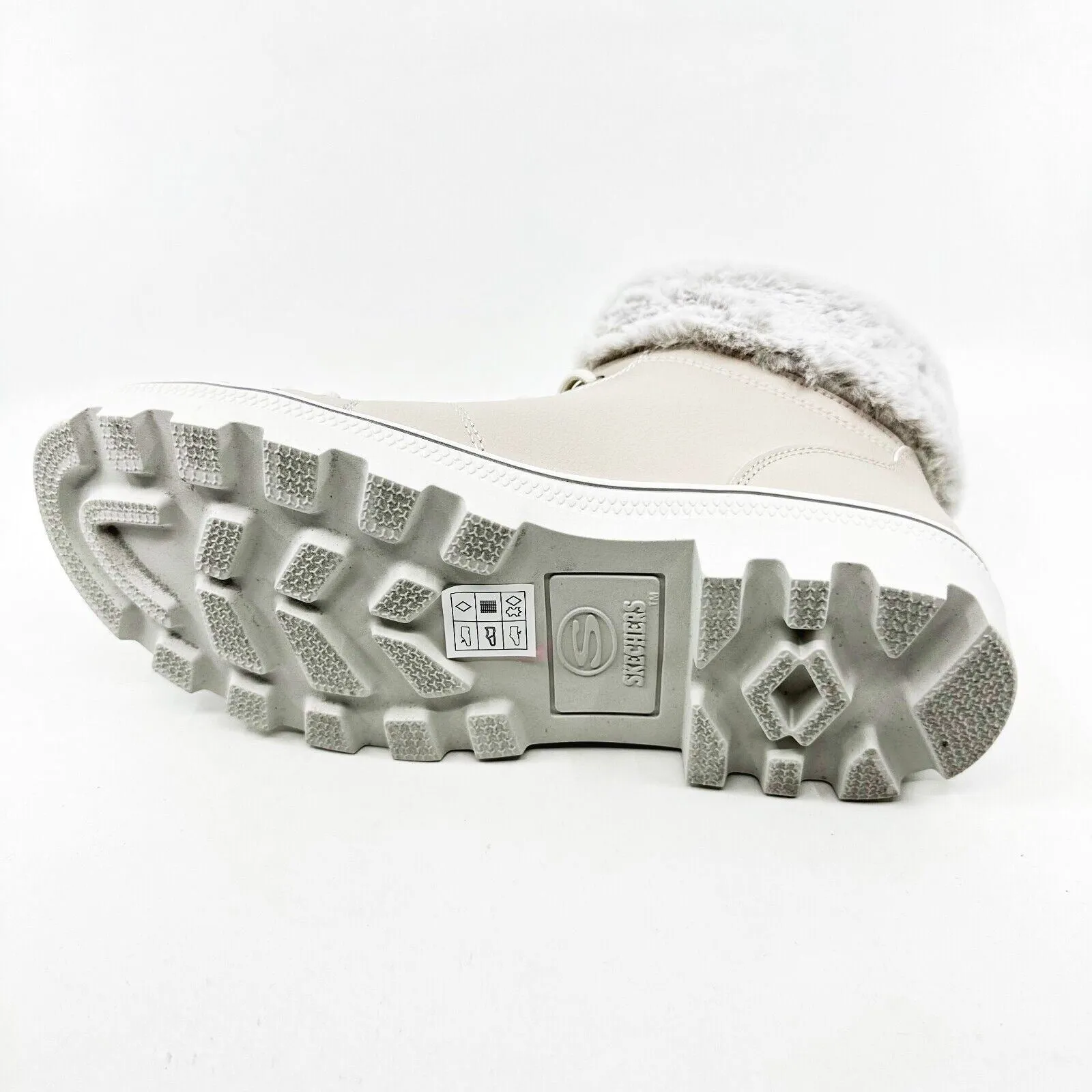 Skechers Roadies Top It Off Off White Womens Combat Boots Comfort Shoes