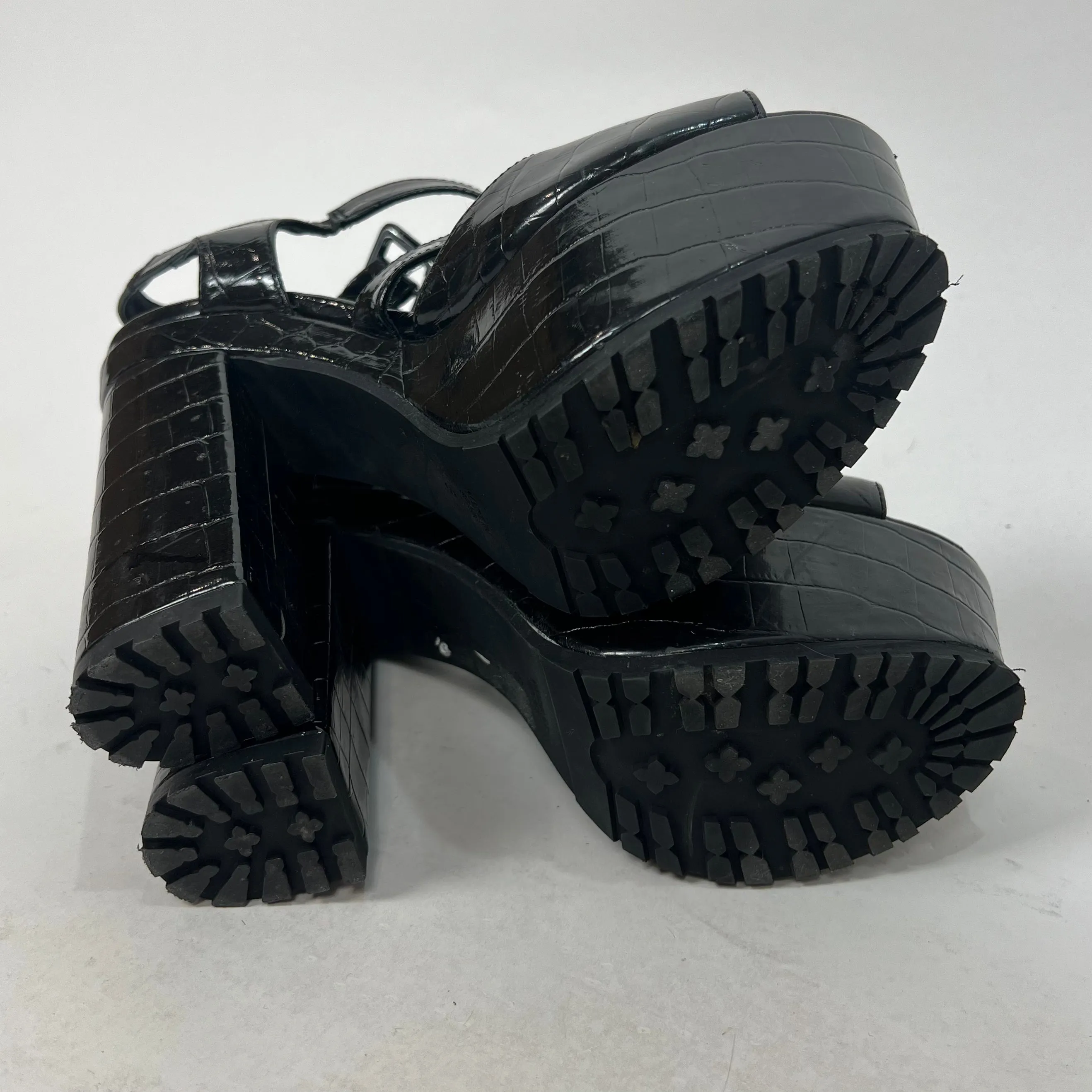Snake Skin Print Black Platform Heels (8)