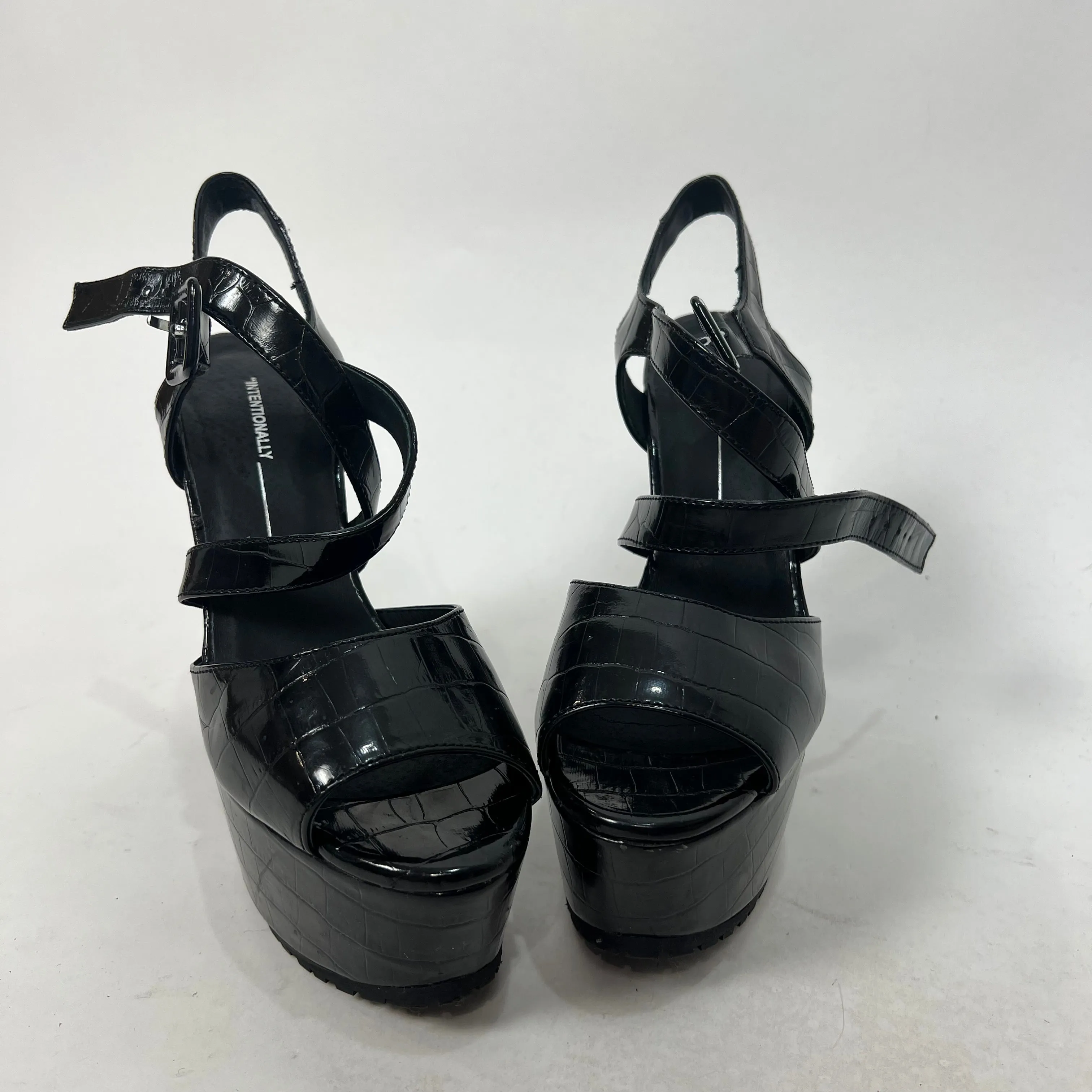 Snake Skin Print Black Platform Heels (8)