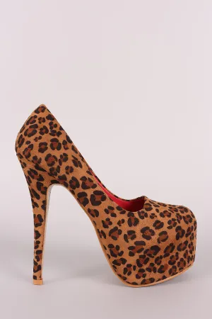 Suede Stiletto Platform Leopard Pump