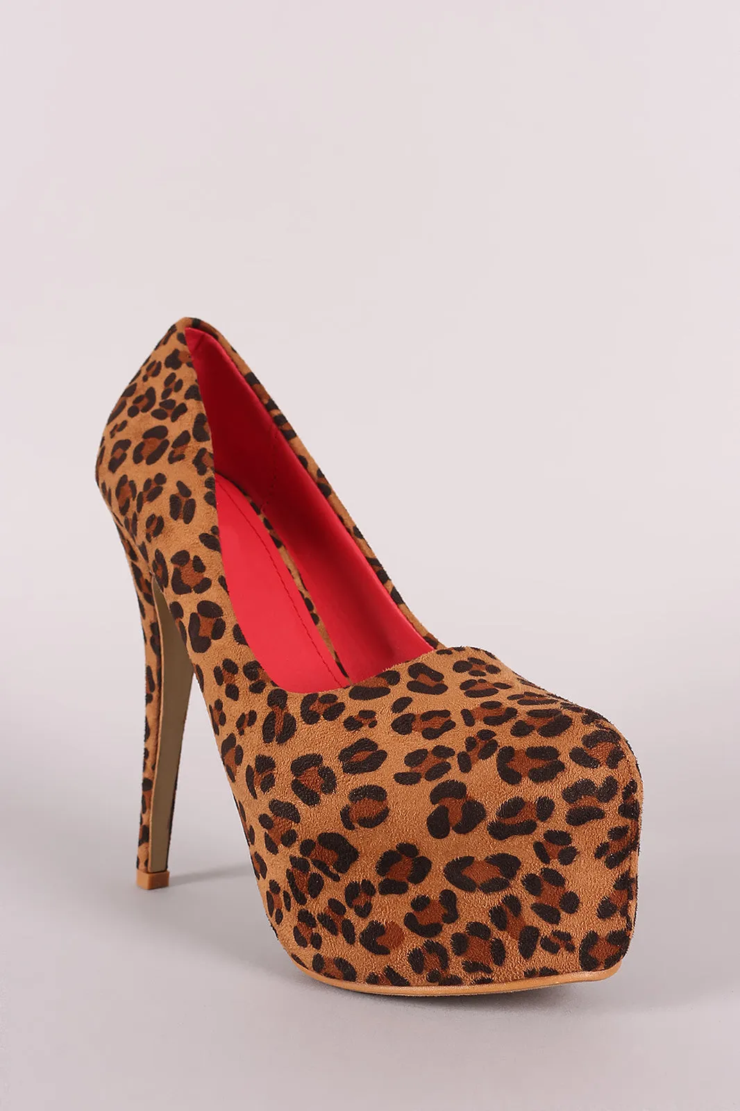Suede Stiletto Platform Leopard Pump
