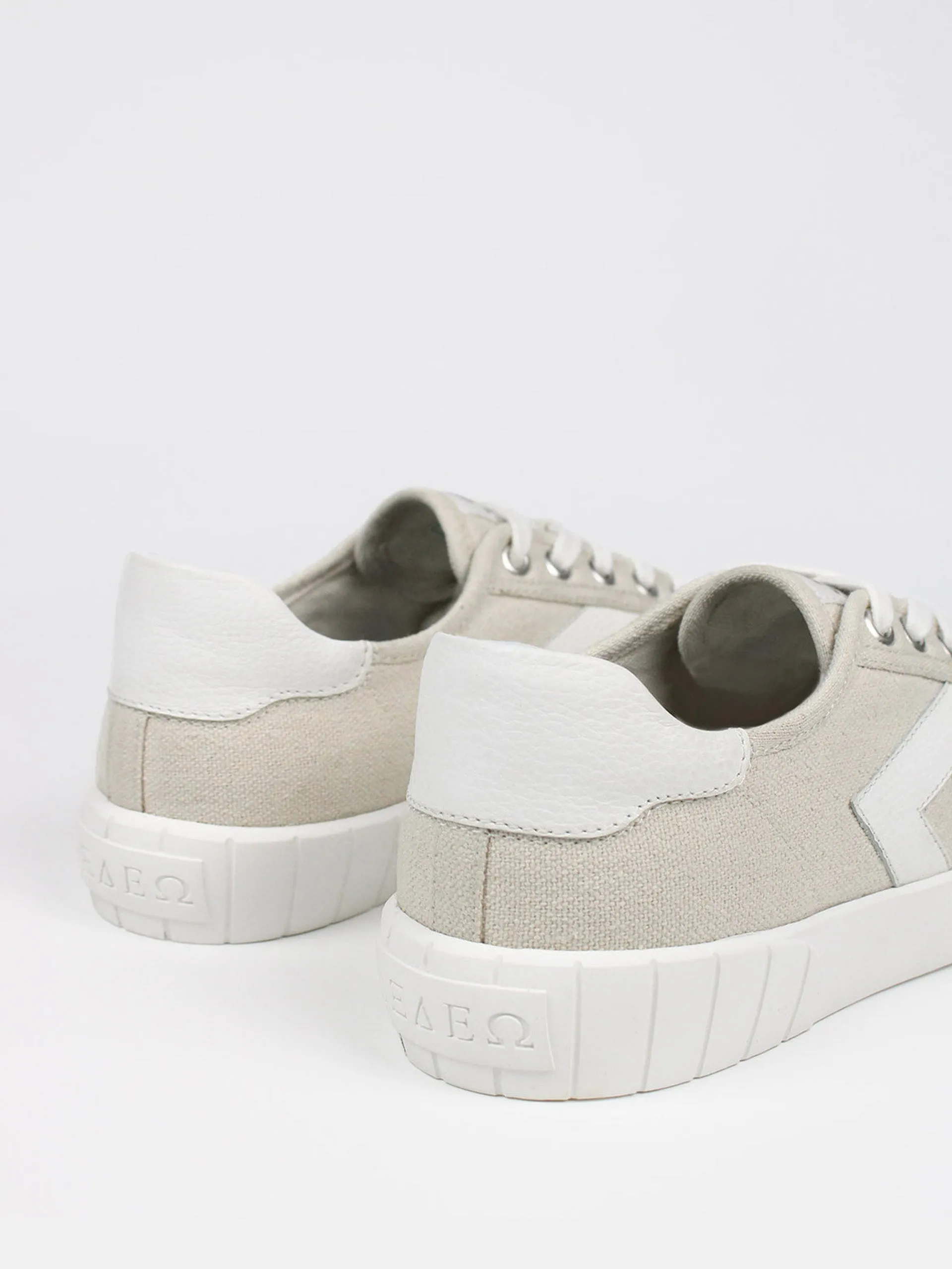 The Helios beige and white trainers