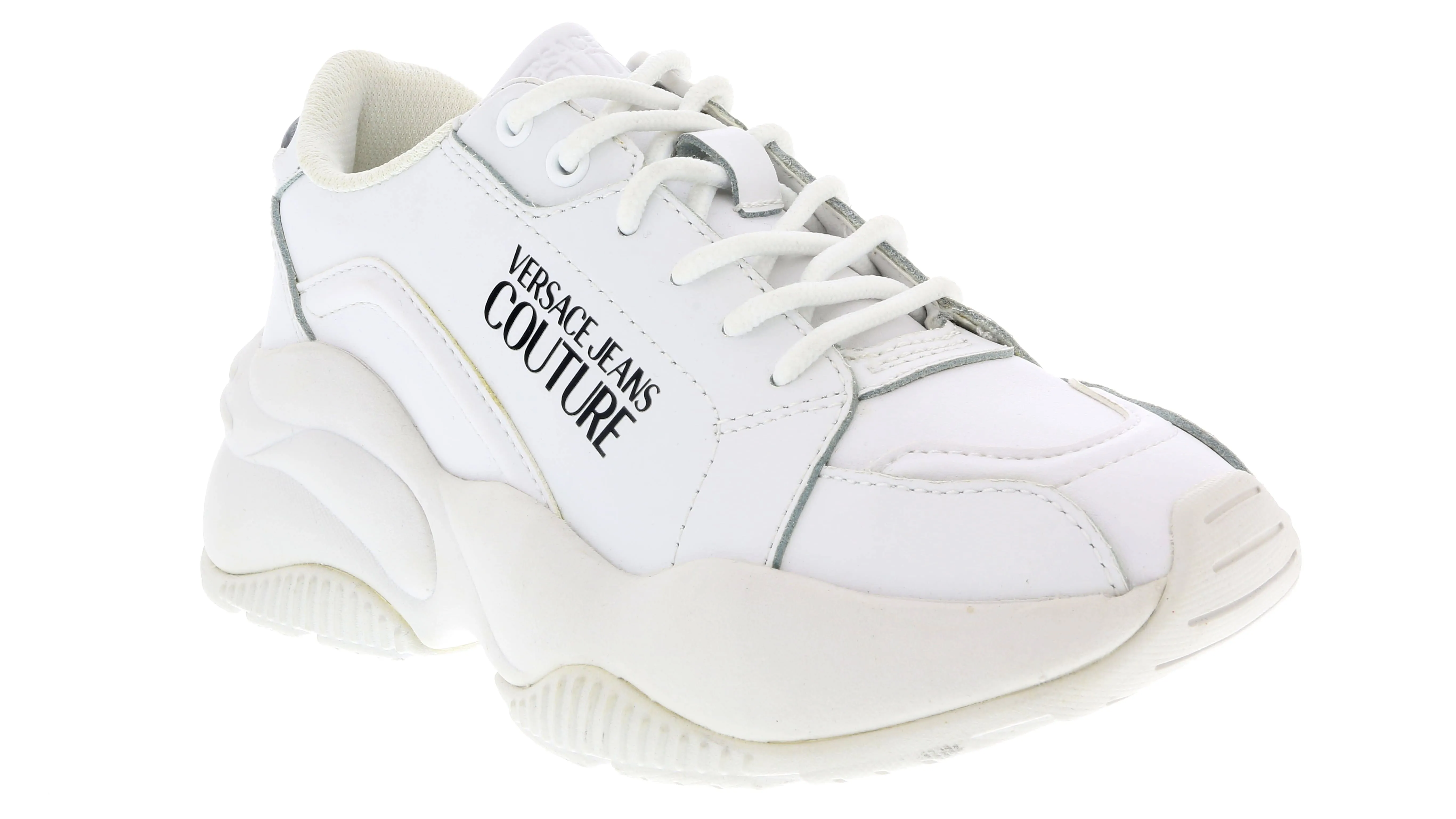 Versace Jeans Couture White Signature Classic Lace Up Sneakers